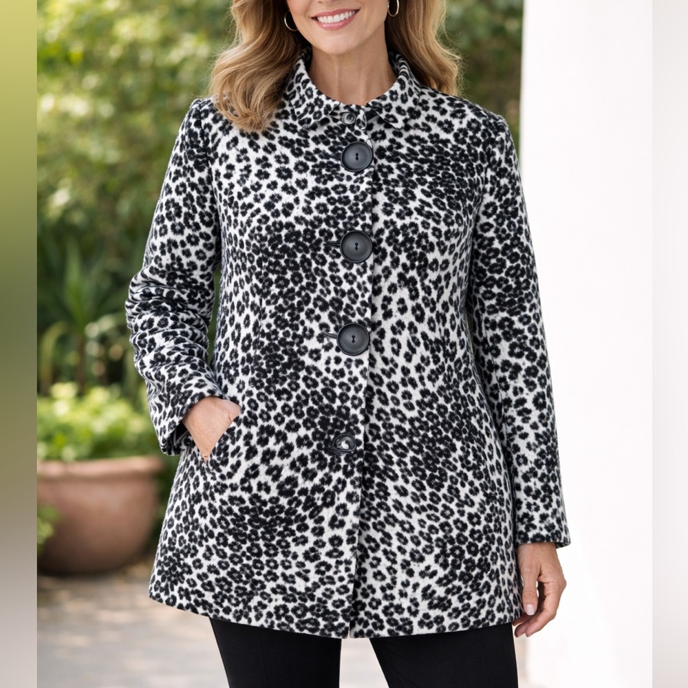 JM Collection Black and White animal print Blazer, size 1X
